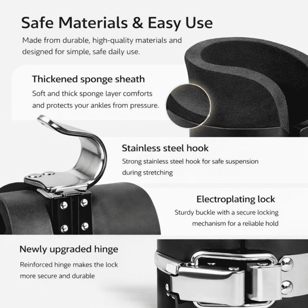Stainless steel locking hook on GravityBoots, built for secure training sessions